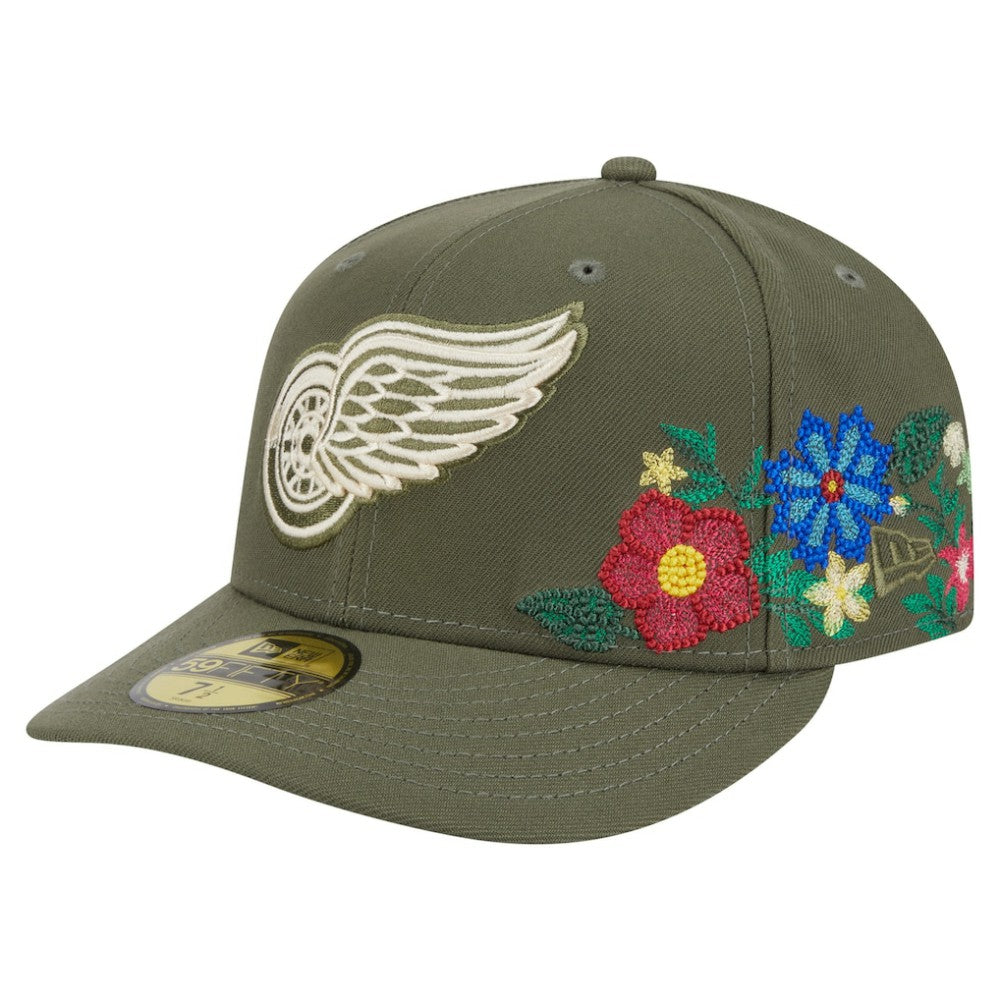NHL Olive Detroit Red Wings New Era Tonal Florals 59FIFTY Fitted Hat