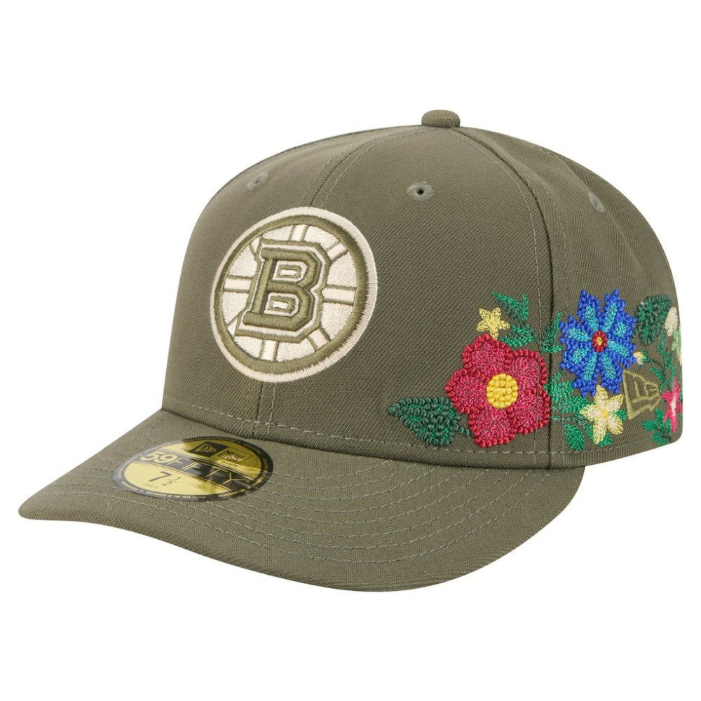 NHL Olive Boston Bruins New Era Tonal Florals 59FIFTY Fitted Hat