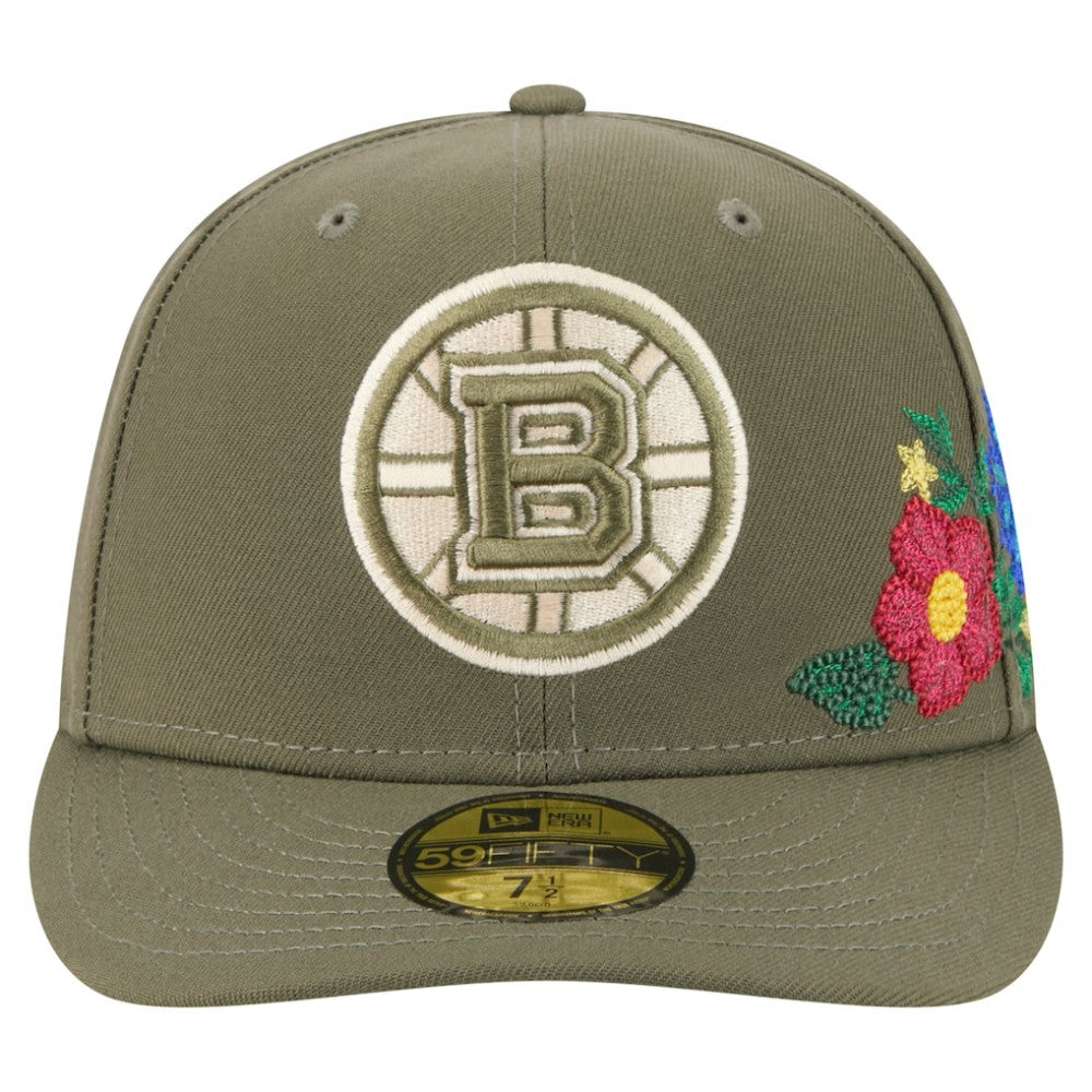 NHL Olive Boston Bruins New Era Tonal Florals 59FIFTY Fitted Hat