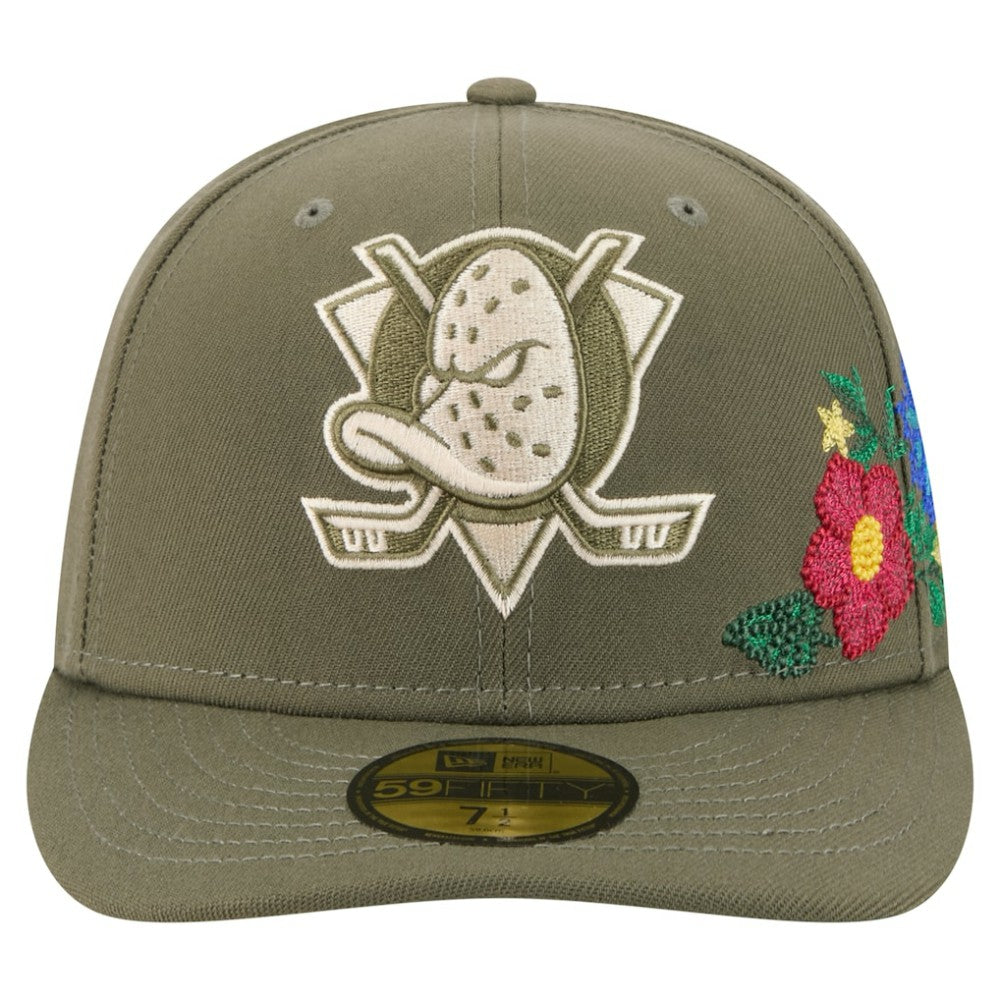 NHL Olive Anaheim Ducks New Era Tonal Florals 59FIFTY Fitted Hat