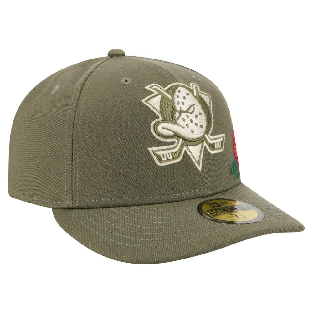 NHL Olive Anaheim Ducks New Era Tonal Florals 59FIFTY Fitted Hat