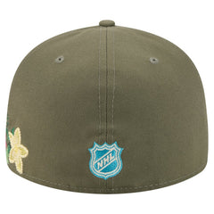 NHL Olive Anaheim Ducks New Era Tonal Florals 59FIFTY Fitted Hat