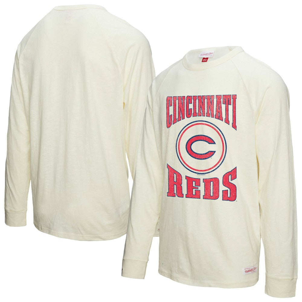 MLB Cincinnati Reds Mitchell & Ness Arched Logo Slub Long Sleeve T-Shirt