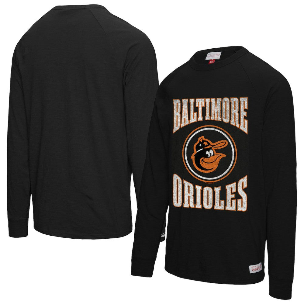 MLB Baltimore Orioles Mitchell & Ness Arched Logo Slub Long Sleeve T-Shirt