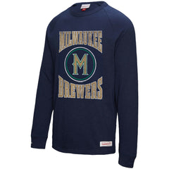 MLB Milwaukee Brewers Mitchell & Ness Arched Logo Slub Long Sleeve T-Shirt