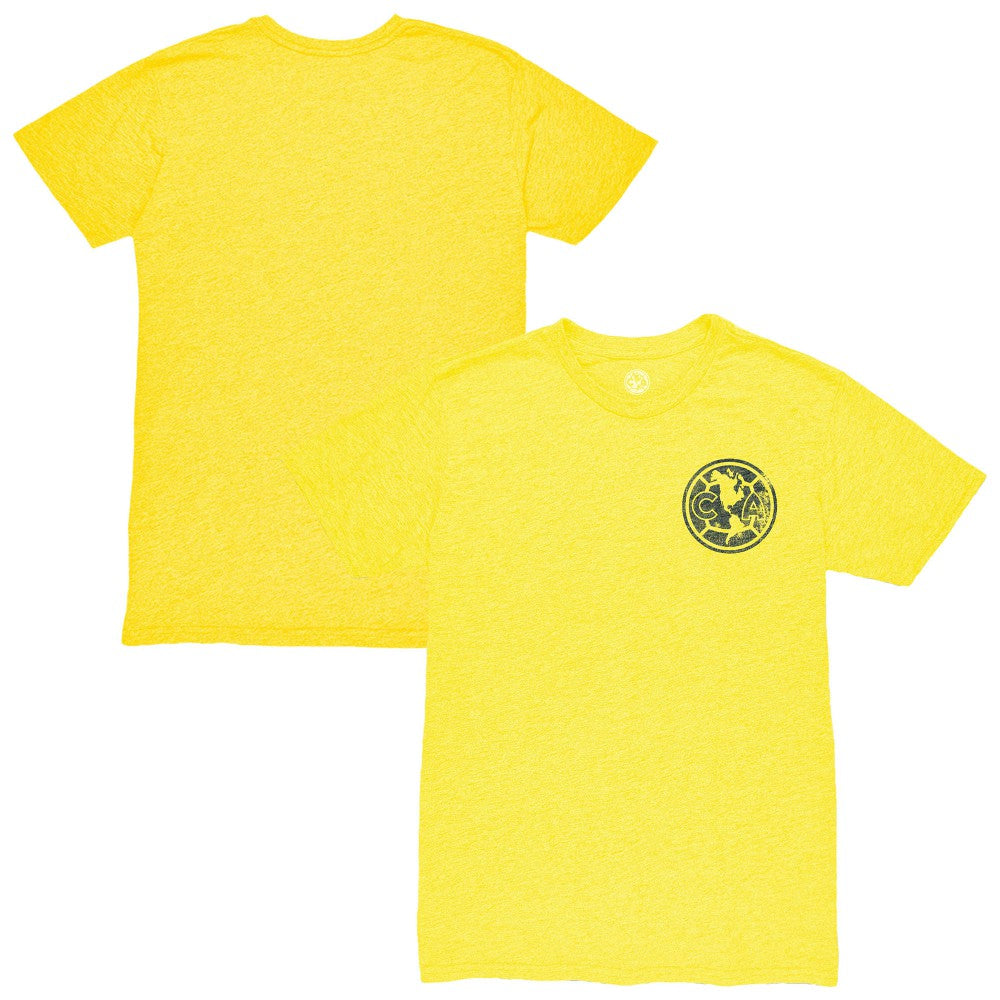 Club America 1863FC Left Mono Badge Vintage Tri-Blend T-Shirt -  Yellow