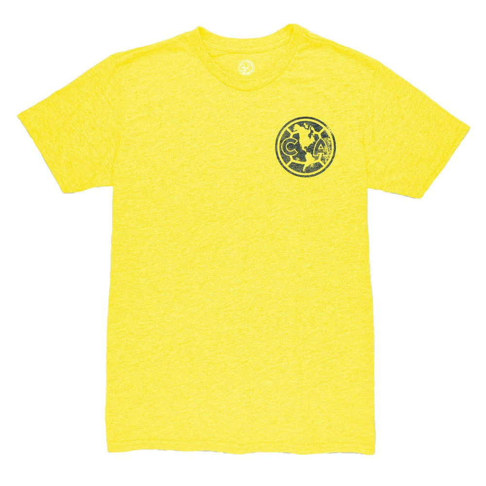 Club America 1863FC Left Mono Badge Vintage Tri-Blend T-Shirt -  Yellow
