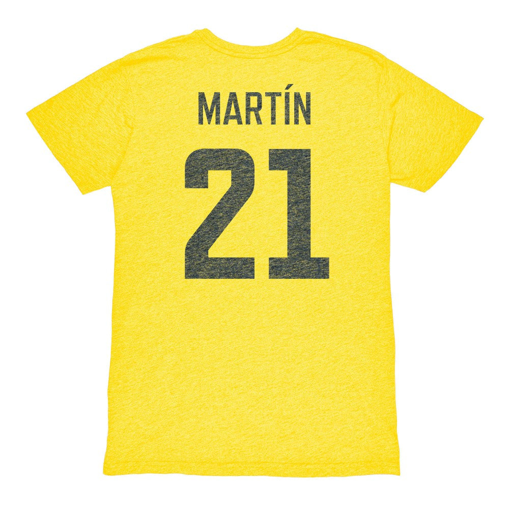Henry Martin Club America 1863FC Vintage Player Name & Number Tri-blend T-Shirt -  Yellow