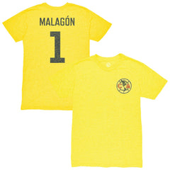 Luis Malagón Club America 1863FC Vintage Player Name & Number Tri-blend T-Shirt -  Yellow