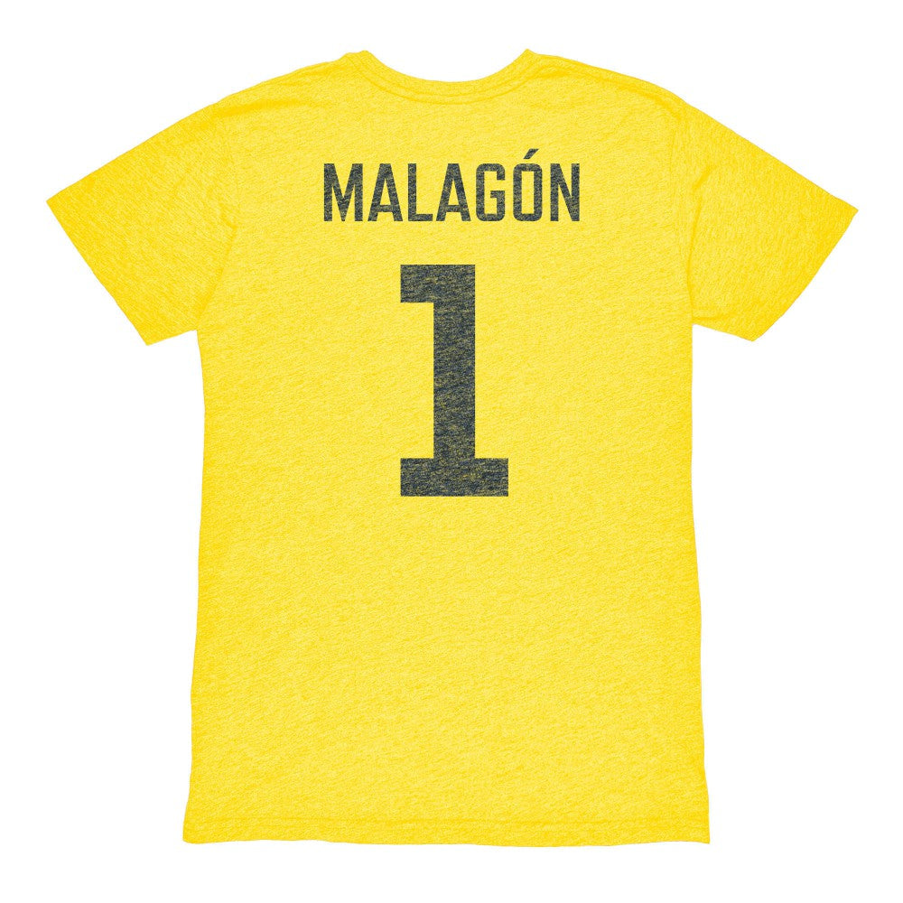 Luis Malagón Club America 1863FC Vintage Player Name & Number Tri-blend T-Shirt -  Yellow