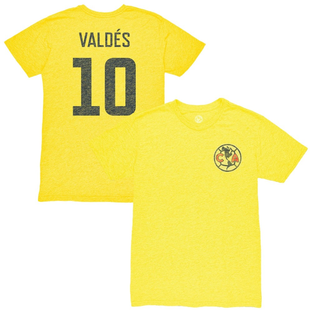 Diego Valdés Club America 1863FC Vintage Player Name & Number Tri-blend T-Shirt -  Yellow
