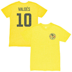 Diego Valdés Club America 1863FC Vintage Player Name & Number Tri-blend T-Shirt -  Yellow