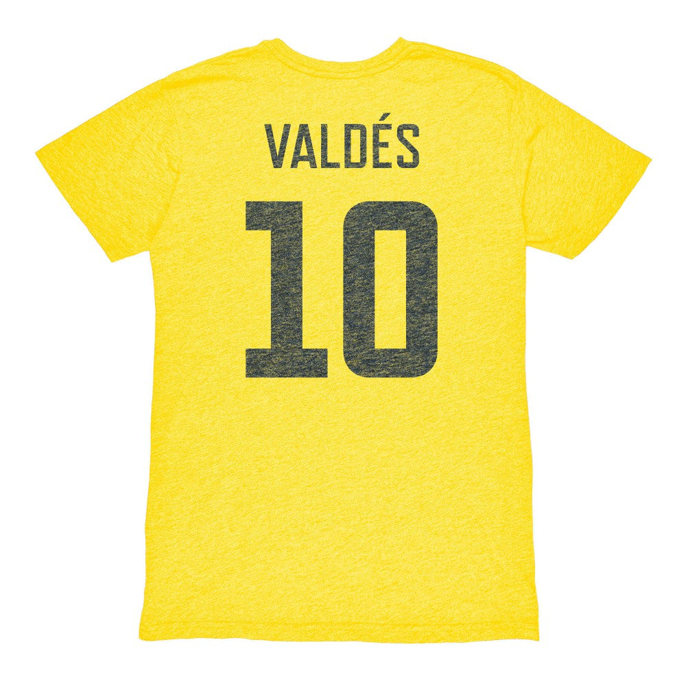 Diego Valdés Club America 1863FC Vintage Player Name & Number Tri-blend T-Shirt -  Yellow