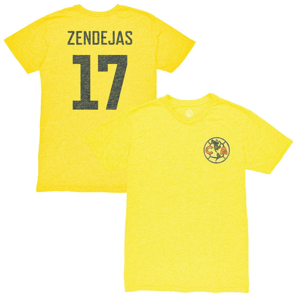 Alejandro Zendejas Club America 1863FC Vintage Player Name & Number Tri-blend T-Shirt -  Yellow