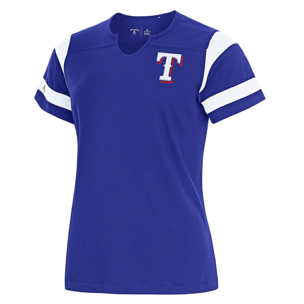 MLB Texas Rangers Antigua Women's Encounter Notch Neck Top