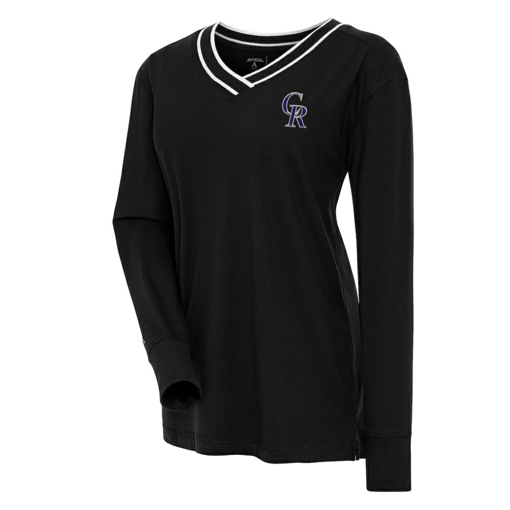 MLB Colorado Rockies Antigua Women's Symbolic Long Sleeve V-Neck Top