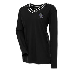 MLB Colorado Rockies Antigua Women's Symbolic Long Sleeve V-Neck Top