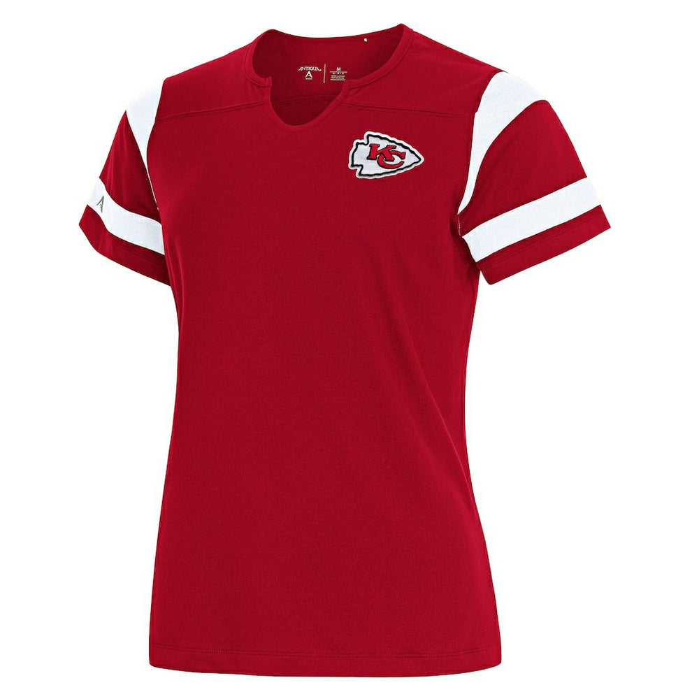 Antigua Women's Encounter Short Sleeve Notch Neck Top - Kansas City Chiefs