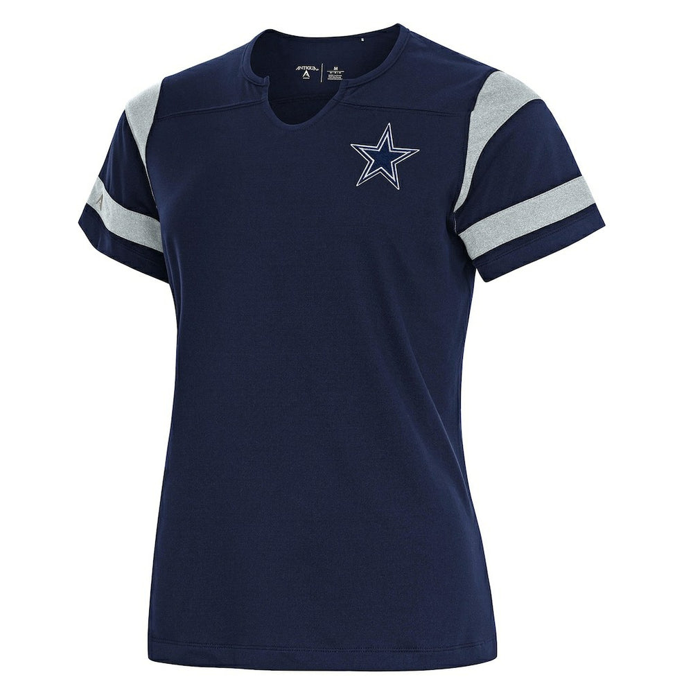 Antigua Women's Encounter Short Sleeve Notch Neck Top - Dallas Cowboys