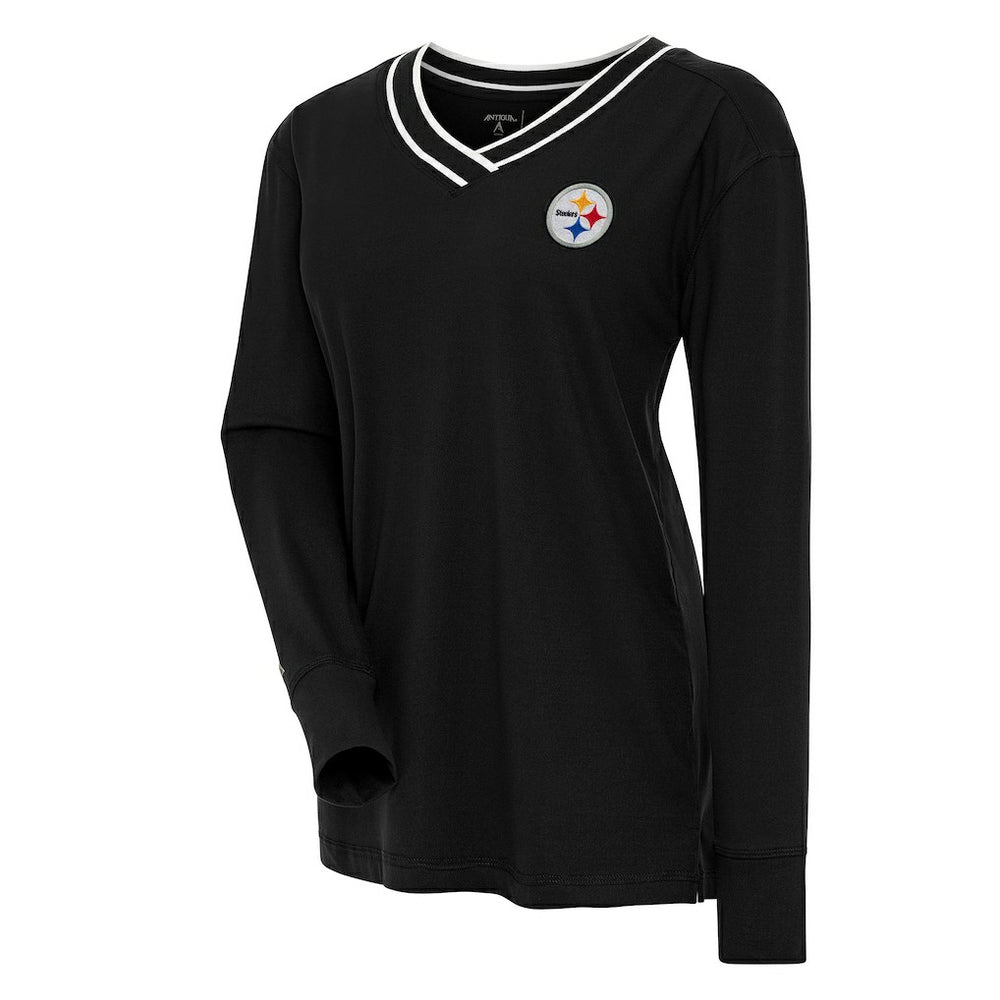 Antigua Women's Symbolic Long Sleeve V-Neck Top - Pittsburgh Steelers