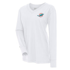 Antigua Women's Symbolic Long Sleeve V-Neck Top - Miami Dolphins
