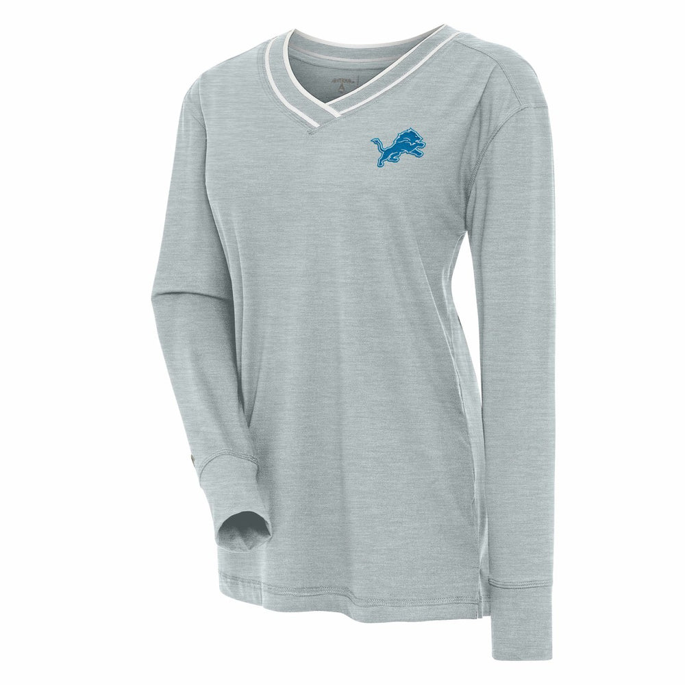 Antigua Women's Symbolic Long Sleeve V-Neck Top - Detroit Lions
