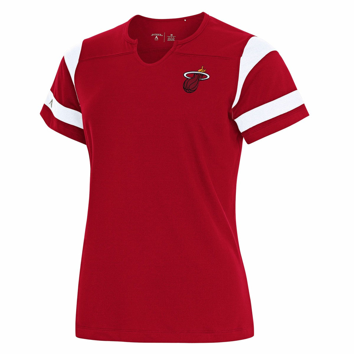 NBA Miami Heat Antigua Women's Encounter Short Sleeve Notch Neck Top