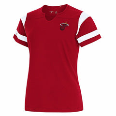 NBA Miami Heat Antigua Women's Encounter Short Sleeve Notch Neck Top