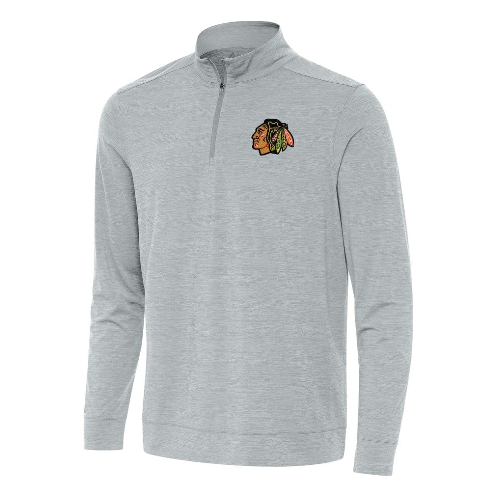 NHL Heather Gray Chicago Blackhawks Antigua Bright Quarter-Zip Top