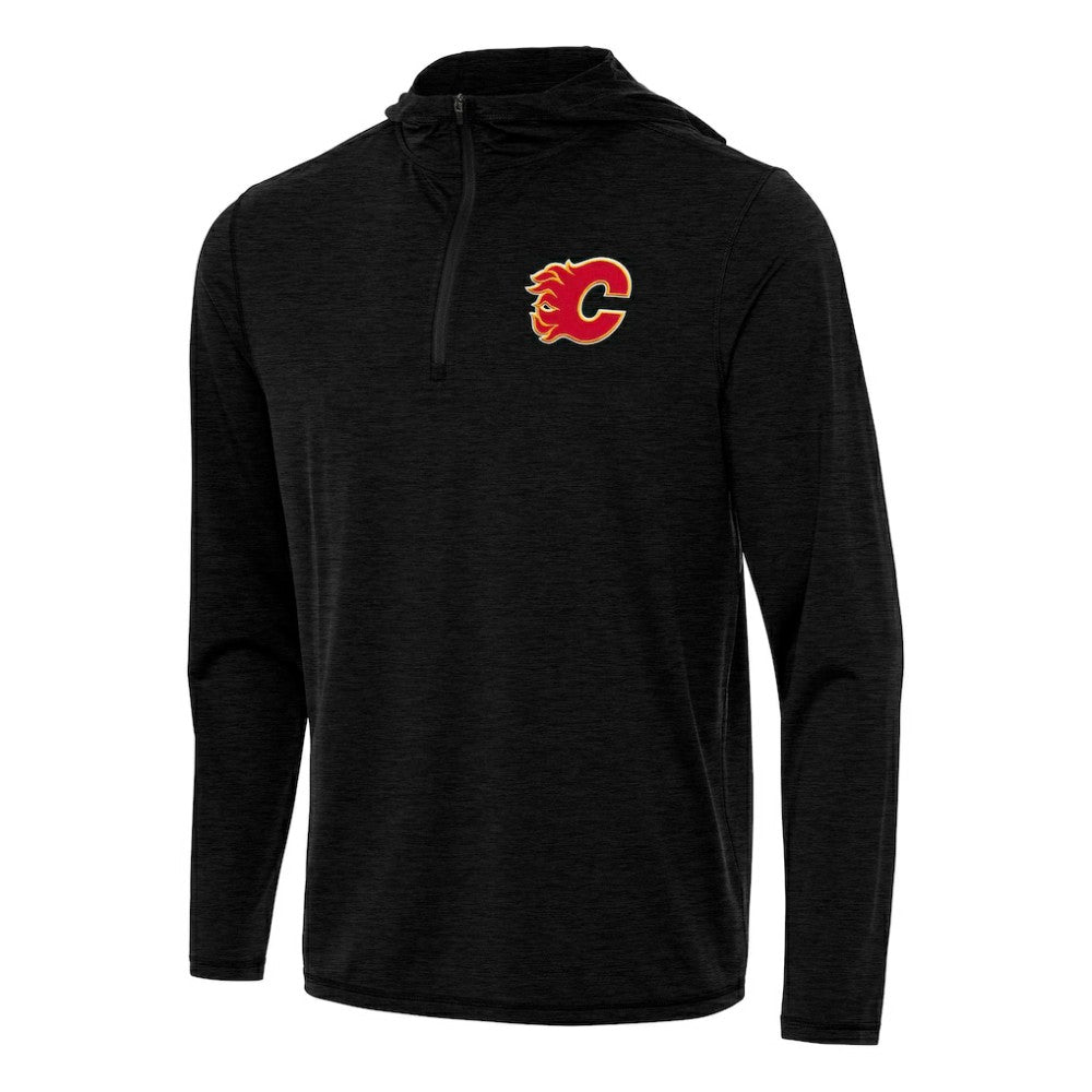 NHL Heather Black Calgary Flames Antigua Tidy Quarter-Zip Hoodie