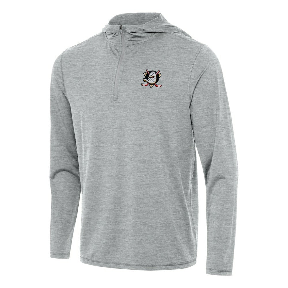 NHL Heather Gray Anaheim Ducks Antigua Tidy Quarter-Zip Hoodie
