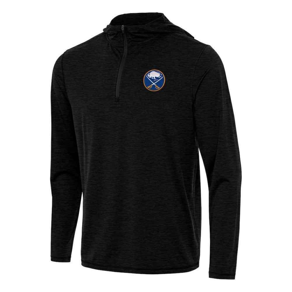 NHL Heather Black Buffalo Sabres Antigua Tidy Quarter-Zip Hoodie