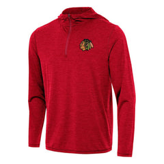 NHL Heather Red Chicago Blackhawks Antigua Tidy Quarter-Zip Hoodie