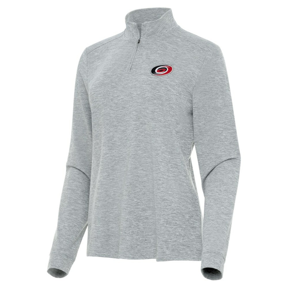 NHL Heather Gray Carolina Hurricanes Antigua Women's Mentor Quarter-Zip Mock Long Sleeve Top
