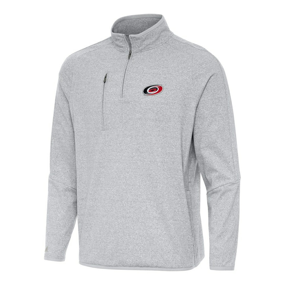 NHL Heather Gray Carolina Hurricanes Antigua Certain Quarter-Zip Tri-Blend Sweatshirt