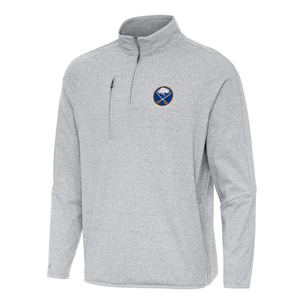 NHL Heather Gray Buffalo Sabres Antigua Certain Quarter-Zip Tri-Blend Sweatshirt