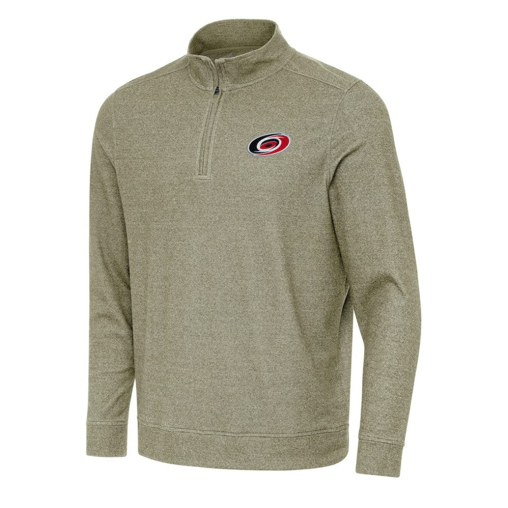 NHL Olive Carolina Hurricanes Antigua Subtle Quarter-Zip Sweatshirt