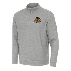 NHL Heather Gray Chicago Blackhawks Antigua Subtle Quarter-Zip Sweatshirt