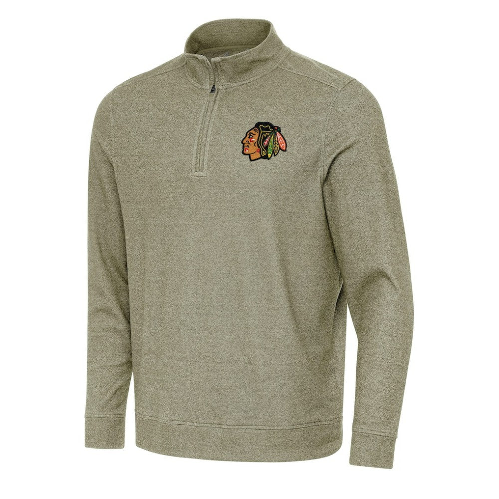 NHL Olive Chicago Blackhawks Antigua Subtle Quarter-Zip Sweatshirt