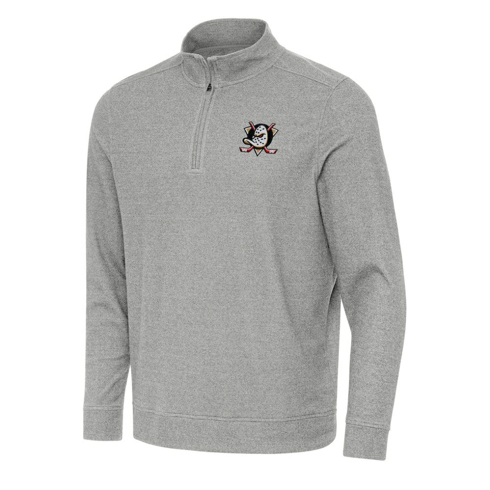 NHL Heather Gray Anaheim Ducks Antigua Subtle Quarter-Zip Sweatshirt