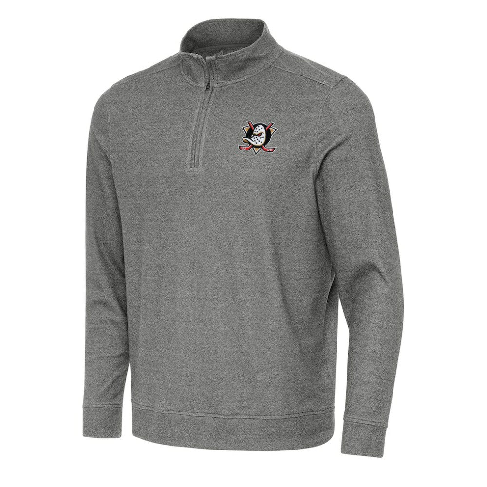 NHL Heather Black Anaheim Ducks Antigua Subtle Quarter-Zip Sweatshirt