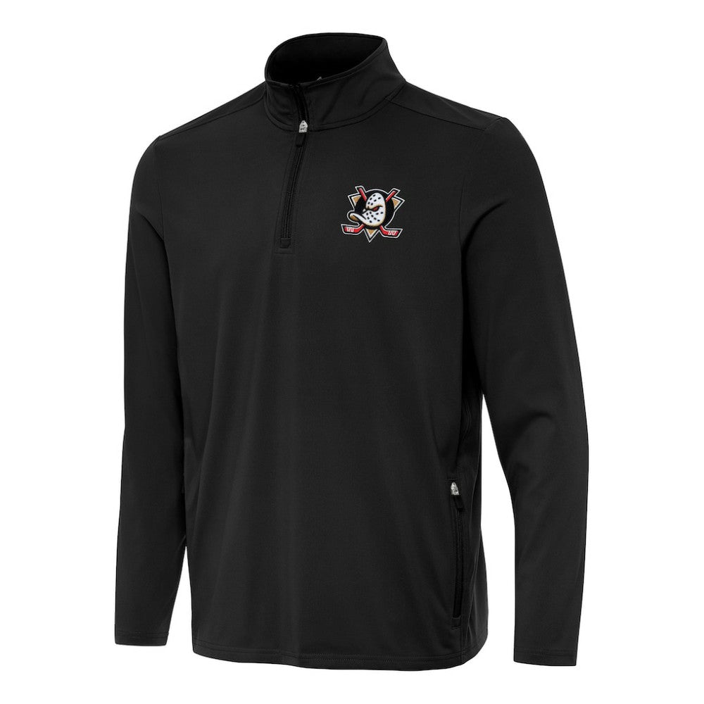 NHL Black Anaheim Ducks Antigua Perilous Quarter-Zip Sweatshirt