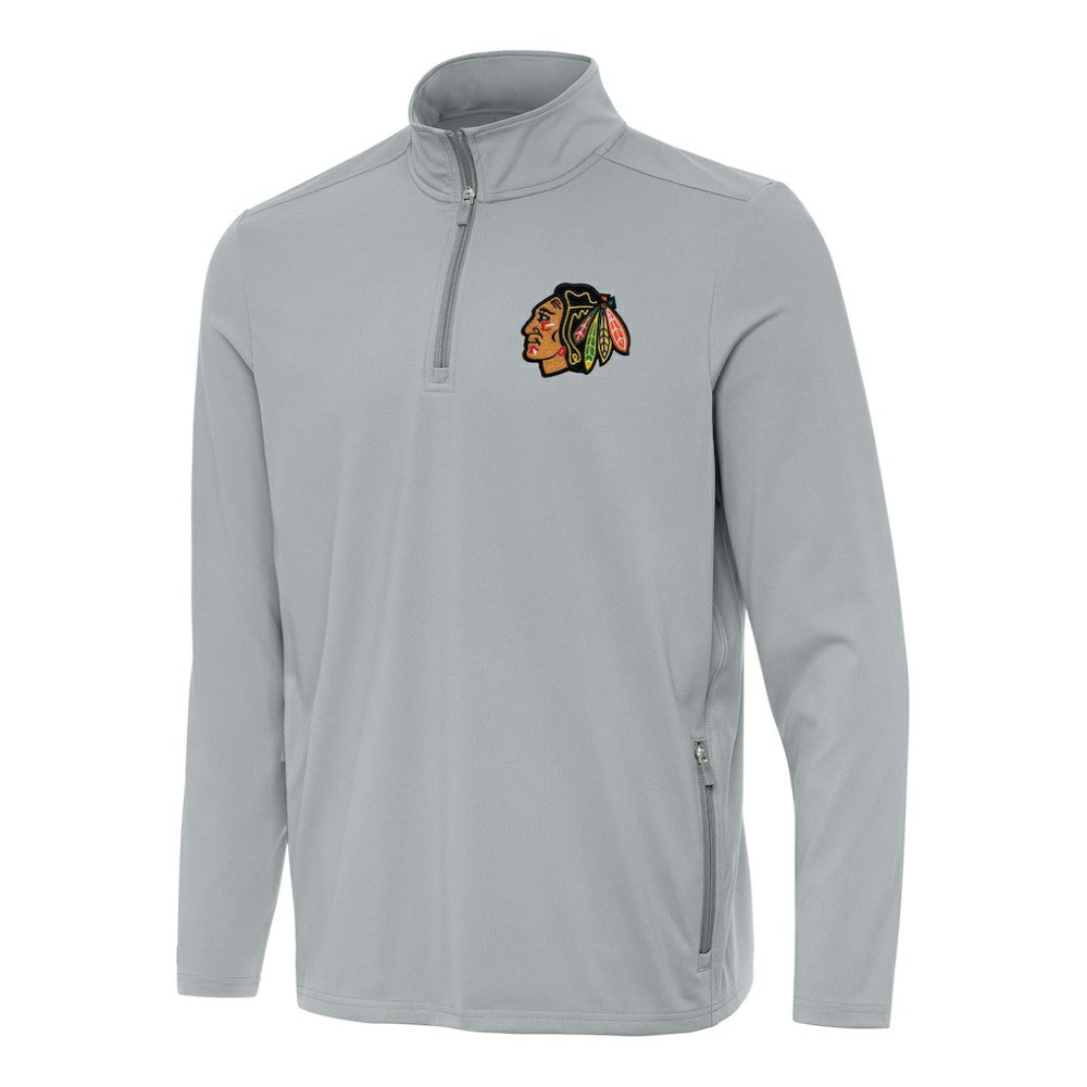 NHL Gray Chicago Blackhawks Antigua Perilous Quarter-Zip Sweatshirt