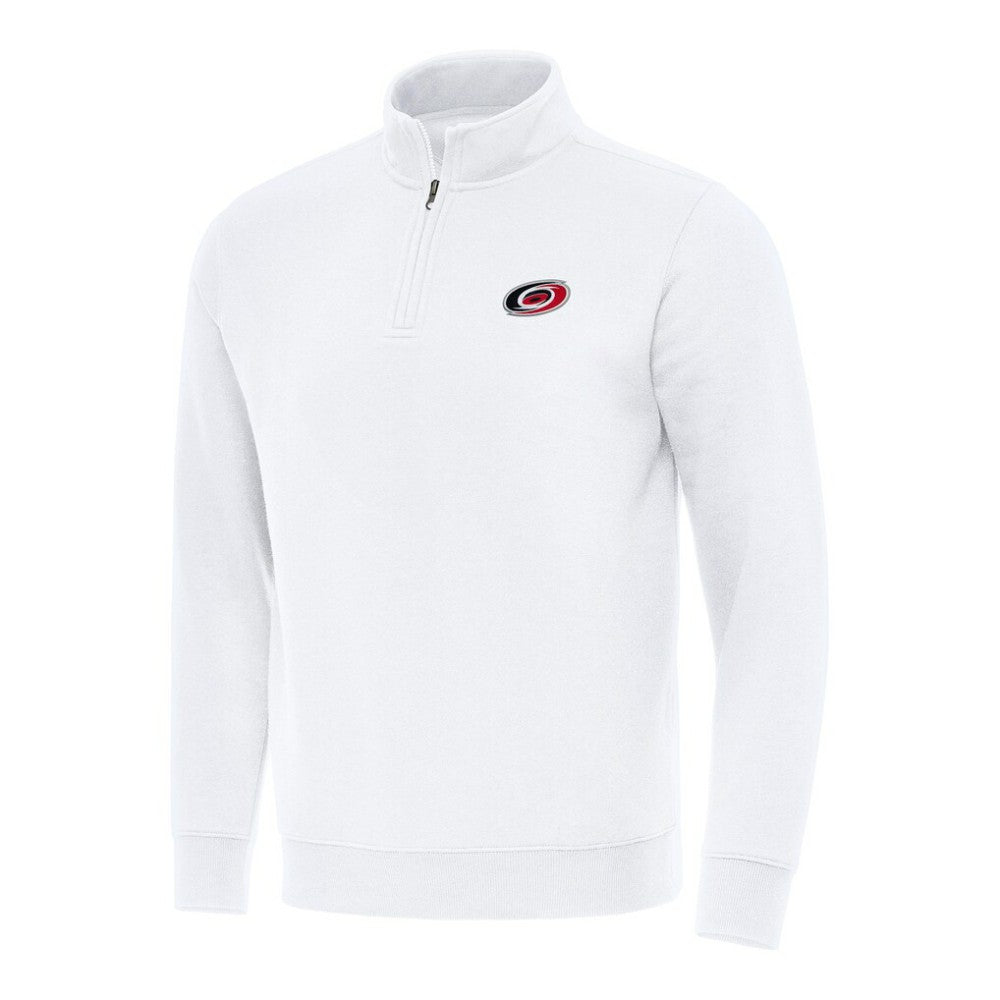 NHL White Carolina Hurricanes Antigua Victory Quarter-Zip Mock Sweatshirt