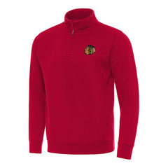 NHL Red Chicago Blackhawks Antigua Victory Quarter-Zip Mock Sweatshirt