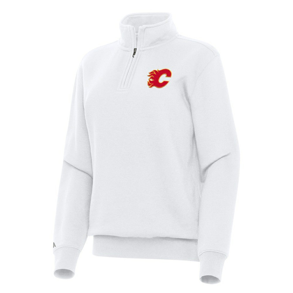 NHL White Calgary Flames Antigua Women's Victory Quarter-Zip Sweatshirt