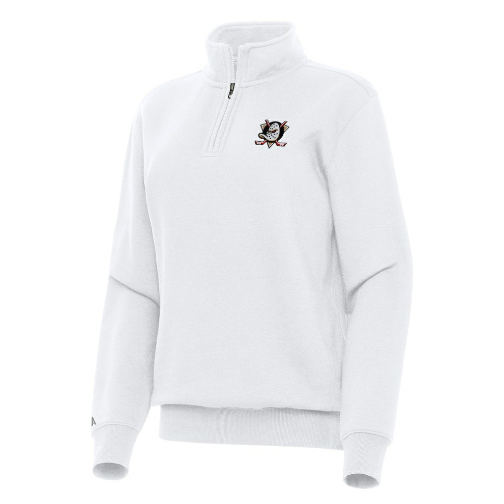 NHL White Anaheim Ducks Antigua Women's Victory Quarter-Zip Sweatshirt