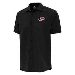 NHL Black Carolina Hurricanes Antigua Activate Woven Short Sleeve Button-Up Shirt