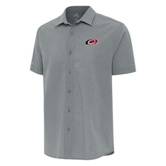 NHL Gray Carolina Hurricanes Antigua Activate Woven Short Sleeve Button-Up Shirt
