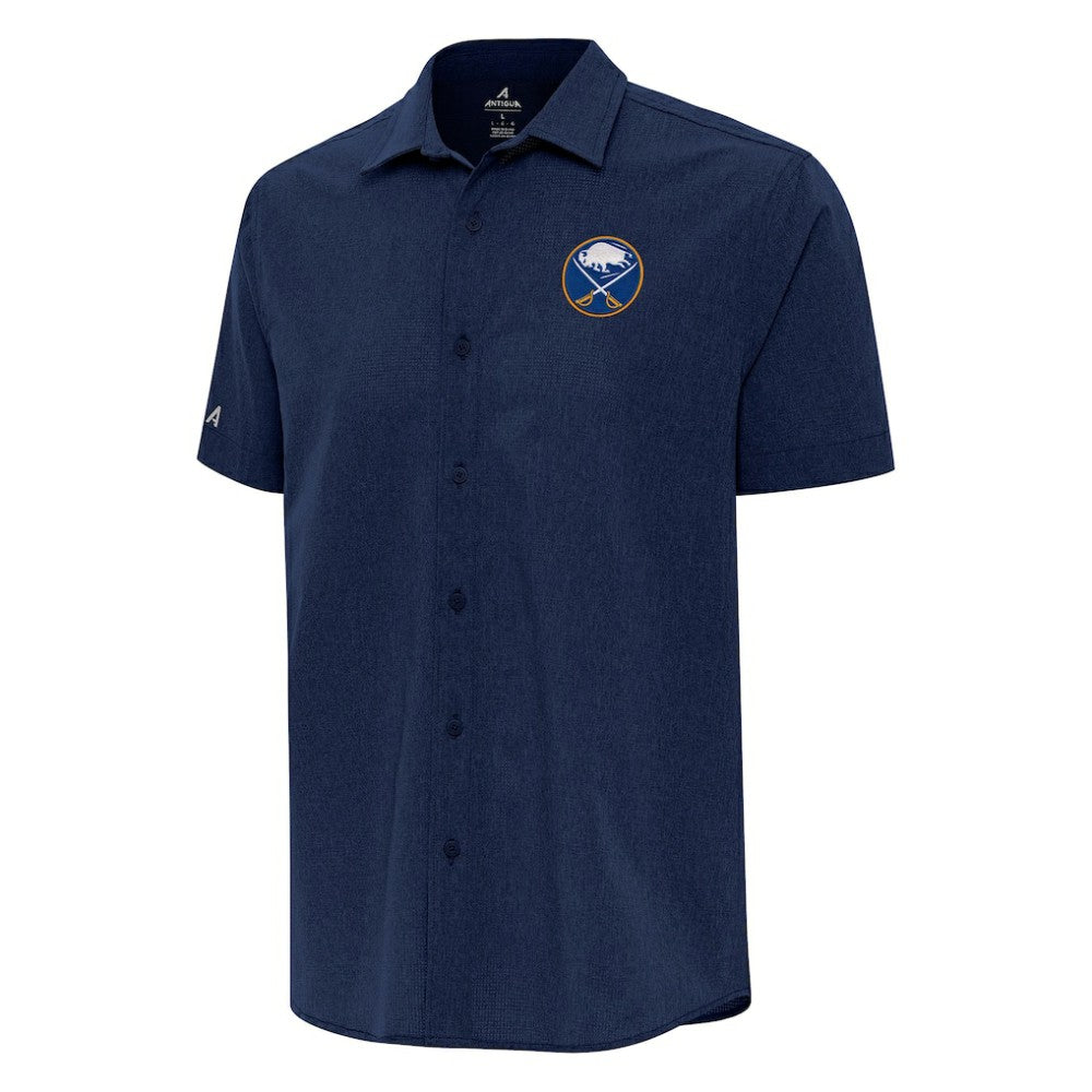NHL Navy Buffalo Sabres Antigua Activate Woven Short Sleeve Button-Up Shirt